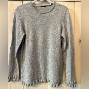 J. McLaughlin | Grey Cashmere Ruffle Setta Sweater